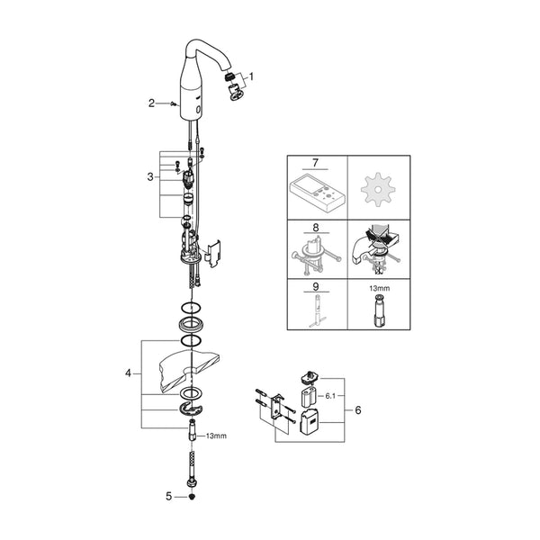 Grohe Onderdelen Essence E Wastafelkraan (Batterij)