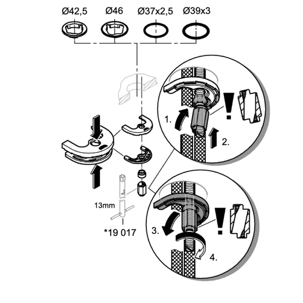 Grohe Mounting set with various rings new
