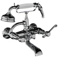 Horus Montmartre wand badmengkraan met hendels en handdouche, lage houder, hartafstand 175 mm 50.424