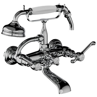 Horus Montmartre wand badmengkraan met hendels en handdouche, lage houder, hartafstand 175 mm 50.424
