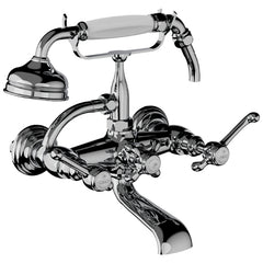 Horus Montmartre wand badmengkraan met hendels en handdouche, lage houder, hartafstand 175 mm 50.424