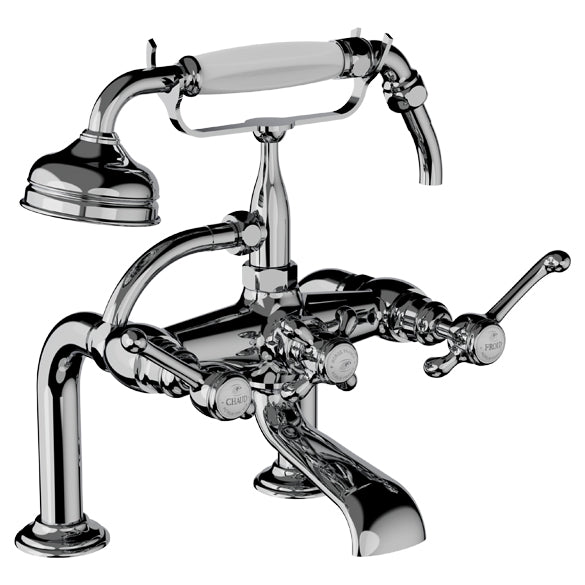 Horus Montmartre badrandmengkraan met hendels en handdouche, lage houder, hartafstand 175 mm 50.425