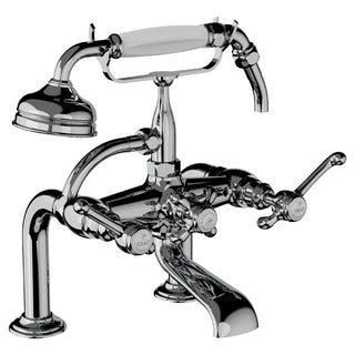 Horus Montmartre badrandmengkraan met hendels en handdouche, lage houder, hartafstand 175 mm 50.425