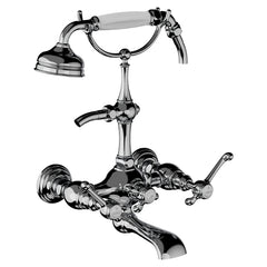 Horus Montmartre wand badmengkraan met hendels en handdouche, halfhoge houder, hartafstand 175 mm 50.434