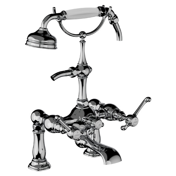 Horus Montmartre badrandmengkraan met hendels en handdouche, halfhoge houder, hartafstand 175 mm 50.435