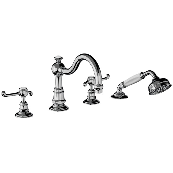 Horus Montmartre 4-gats badrandcombinatie met hendels, omsteller op de uitloop en handdouche 50.466