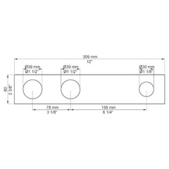 VOLA Afdekplaat 3-gats 309/231 x 60 gaten Ø39 mm en Ø39/Ø30  mm 5003 / 5003B / 5003K