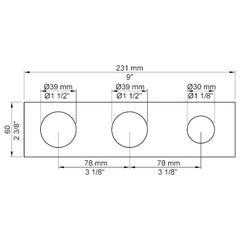 VOLA Afdekplaat 3-gats 309/231 x 60 gaten Ø39 mm en Ø39/Ø30  mm 5003 / 5003B / 5003K