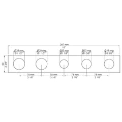 VOLA Afdekplaat 5-gats 387/465 x 60 gaten Ø39 mm en Ø39/Ø33/Ø30  mm 5005 / 5005B / 5005L