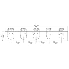 VOLA Afdekplaat 5-gats 387/465 x 60 gaten Ø39 mm en Ø39/Ø33/Ø30  mm 5005 / 5005B / 5005L