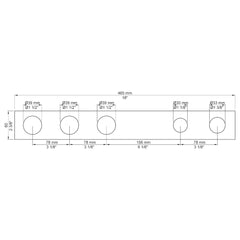 VOLA Afdekplaat 5-gats 387/465 x 60 gaten Ø39 mm en Ø39/Ø33/Ø30  mm 5005 / 5005B / 5005L