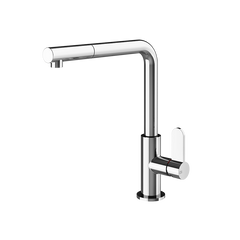 Gessi Helium keukenmengkraan met L-uitloop en uittrekbare handdouche Chroom