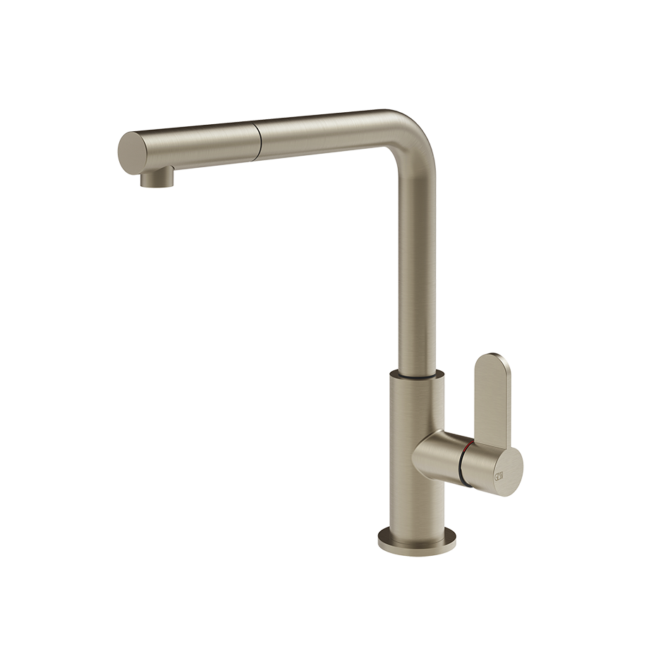 Gessi Helium keukenmengkraan met L-uitloop en uittrekbare handdouche Finox