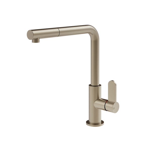 Gessi Helium keukenmengkraan met L-uitloop en uittrekbare handdouche Finox