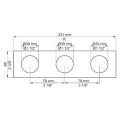 VOLA Afdekplaat 3-gats 309/231 x 60 gaten Ø39 mm en Ø39/Ø30  mm 5003 / 5003B / 5003K