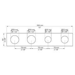 VOLA Afdekplaat 4-gats 309/387 x 60 gaten Ø39 mm en Ø39/Ø30  mm 5004 / 5004B / 5004L