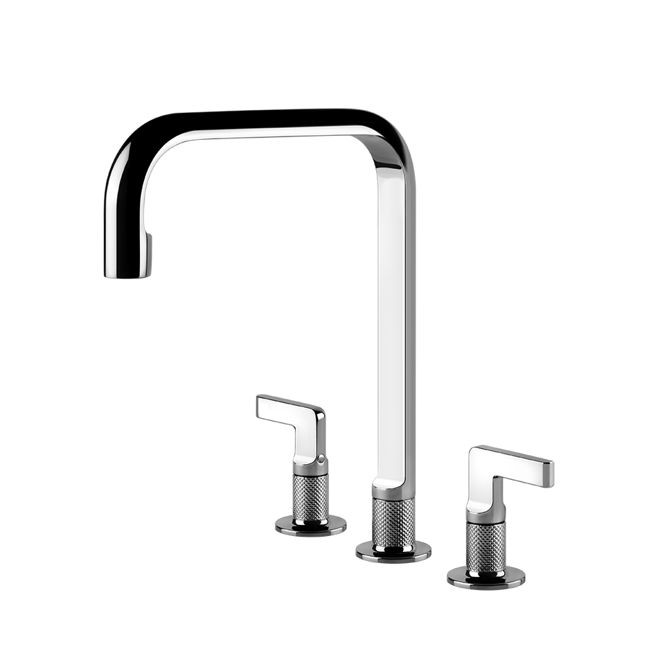 Gessi Inciso 3-gats keukenmengkraan met U-uitloop Antiek Messing