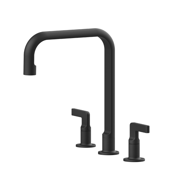 Gessi Inciso 3-gats keukenmengkraan met U-uitloop Mat Zwart