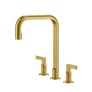 Gessi Inciso 3-gats keukenmengkraan met U-uitloop Geborsteld Goud