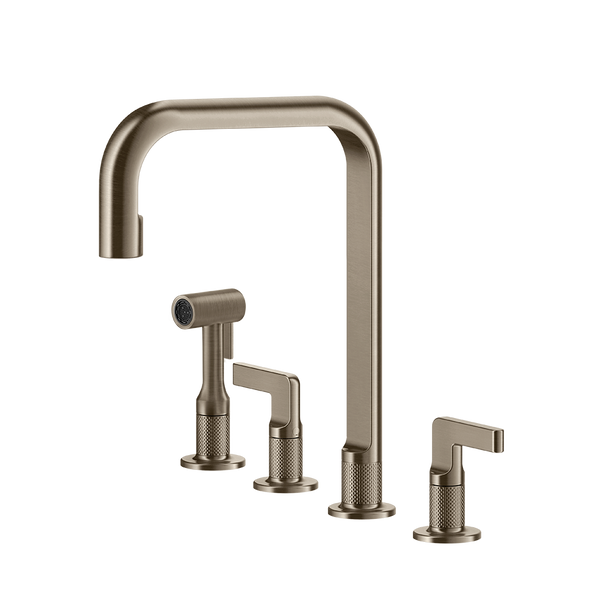 Gessi Inciso 4-gats keukenmengkraan met U-uitloop en uittrekbare handdouche Finox
