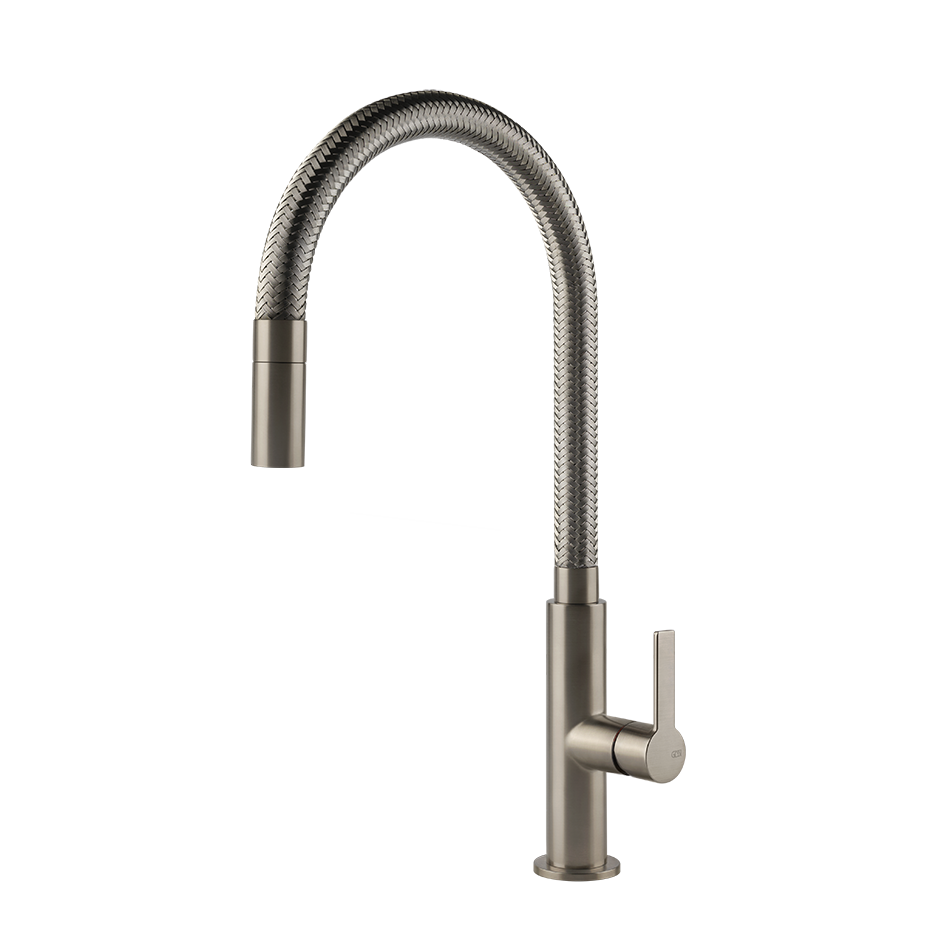 Gessi Mesh keukenmengkraan met gebogen uitloop en uittrekbare handdouche Finox