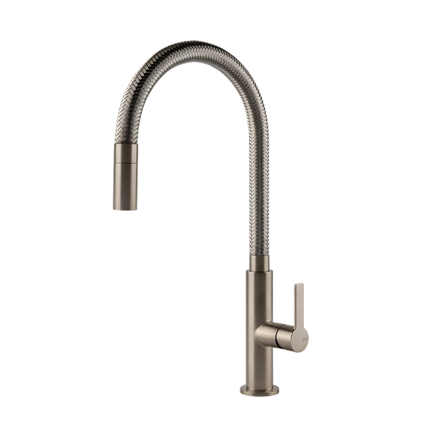 Gessi Mesh keukenmengkraan met gebogen uitloop en uittrekbare handdouche Finox