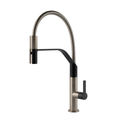 Gessi Mesh semi-professionele keukenmengkraan met uittrekbare 2-straals handdouche Mat Zwart / Finox