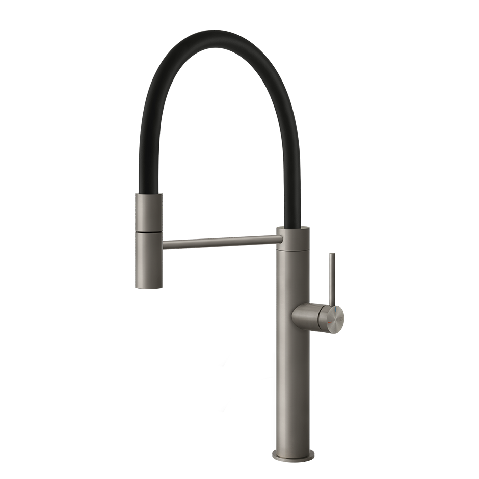 Gessi 316 semi-professionele keukenmengkraan met uittrekbare handdouche Staal Geborsteld