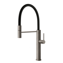 Gessi 316 semi-professionele keukenmengkraan met uittrekbare handdouche Staal Geborsteld