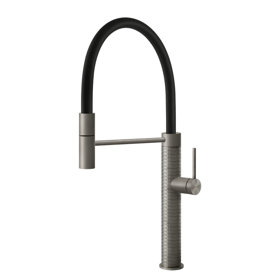 Gessi 316 Meccanica semi-professionele keukenmengkraan met uittrekbare handdouche Staal Geborsteld