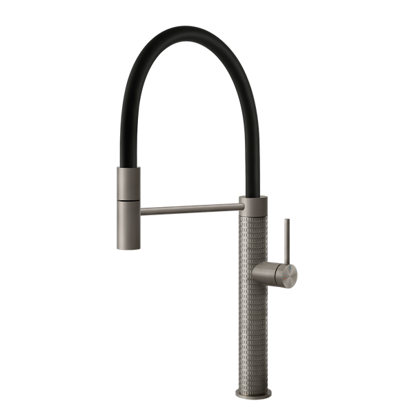 Gessi 316 Meccanica semi-professionele keukenmengkraan met uittrekbare handdouche Staal Geborsteld
