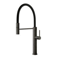 Gessi 316 Meccanica semi-professionele keukenmengkraan met uittrekbare handdouche Zwart Metaal Geborsteld