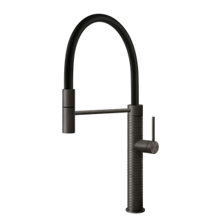 Gessi 316 Meccanica semi-professionele keukenmengkraan met uittrekbare handdouche Zwart Metaal Geborsteld