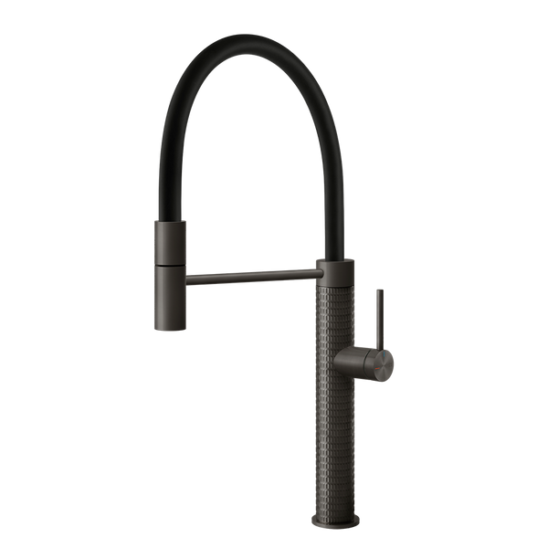 Gessi 316 Meccanica semi-professionele keukenmengkraan met uittrekbare handdouche Zwart Metaal Geborsteld