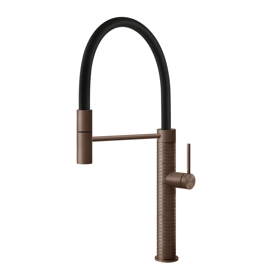 Gessi 316 Meccanica semi-professionele keukenmengkraan met uittrekbare handdouche Geborsteld Koper