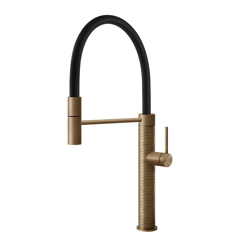 Gessi 316 Meccanica semi-professionele keukenmengkraan met uittrekbare handdouche Warm Brons Geborsteld