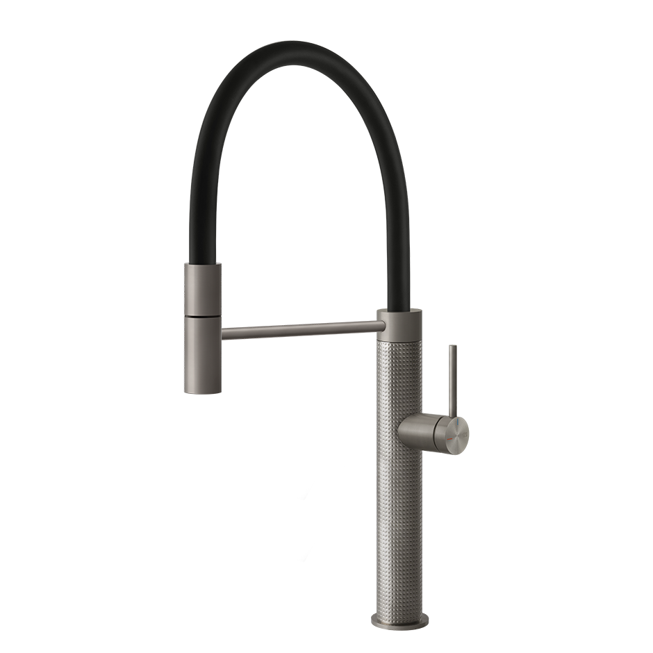 Gessi 316 Cesello semi-professionele keukenmengkraan met uittrekbare handdouche Staal Geborsteld