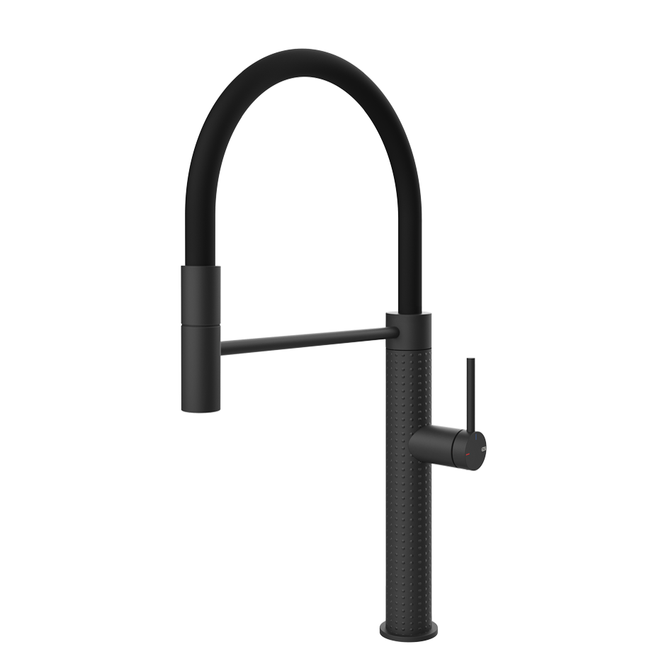 Gessi 316 Cesello semi-professionele keukenmengkraan met uittrekbare handdouche Mat Zwart