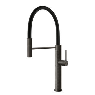 Gessi 316 Cesello semi-professionele keukenmengkraan met uittrekbare handdouche Zwart Metaal Geborsteld