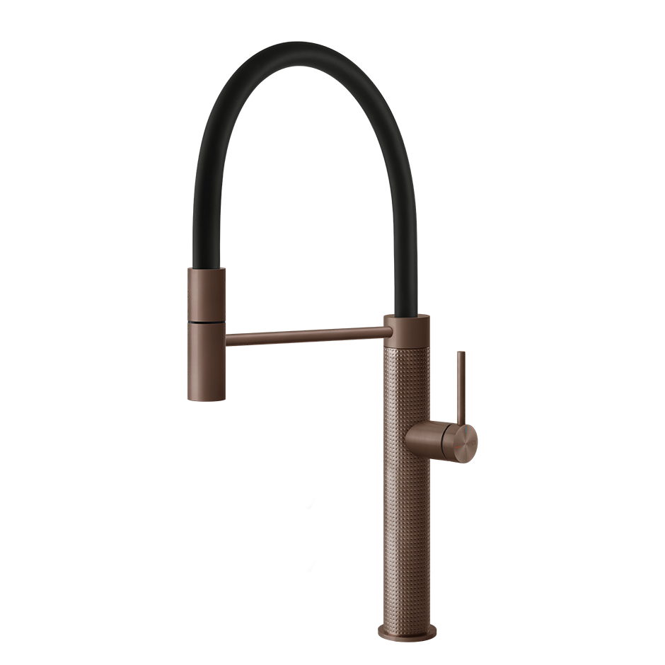 Gessi 316 Cesello semi-professionele keukenmengkraan met uittrekbare handdouche Geborsteld Koper
