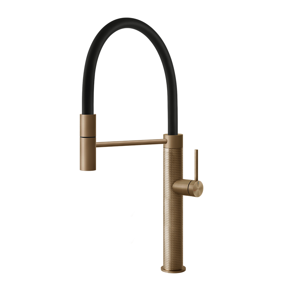 Gessi 316 Cesello semi-professionele keukenmengkraan met uittrekbare handdouche Warm Brons Geborsteld