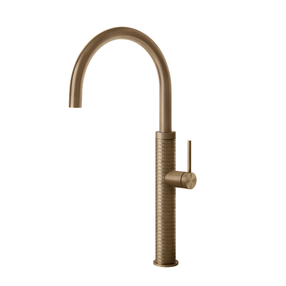 Gessi 316 Meccanica keukenmengkraan met gebogen uitloop Warm Brons Geborsteld