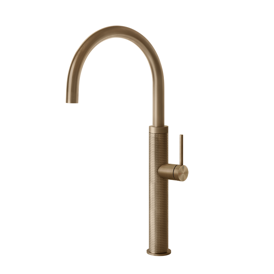Gessi 316 Cesello keukenmengkraan met gebogen uitloop Warm Brons Geborsteld