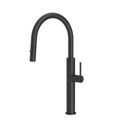 Gessi 316 keukenmengkraan met gebogen uitloop en uittrekbare 2-straals handdouche Mat Zwart