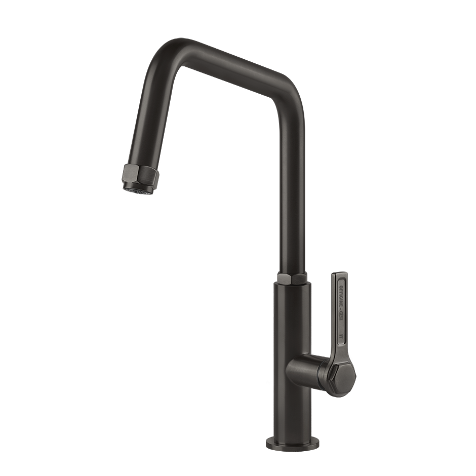 Gessi Officine Gessi keukenmengkraan met U-uitloop Zwart Metaal Geborsteld