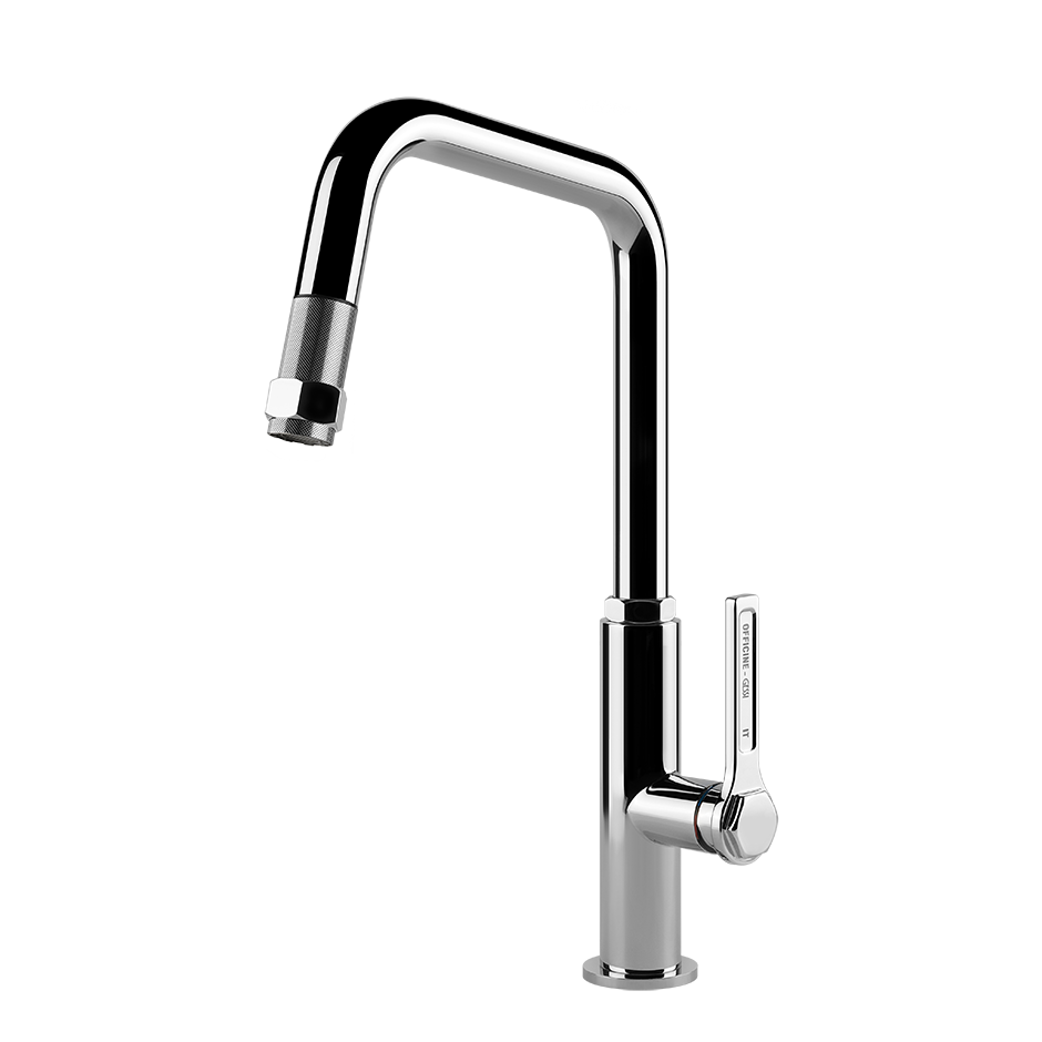 Gessi Officine Gessi keukenmengkraan met U-uitloop en uittrekbare handdouche Chroom