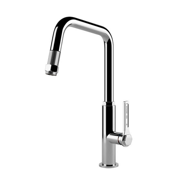 Gessi Officine Gessi keukenmengkraan met U-uitloop en uittrekbare handdouche Chroom
