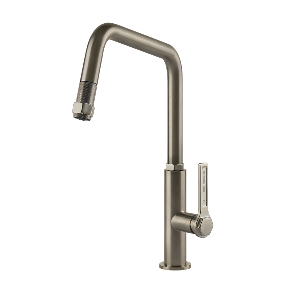 Gessi Officine Gessi keukenmengkraan met U-uitloop en uittrekbare handdouche Finox