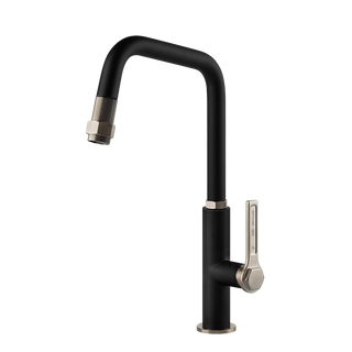 Gessi Officine Gessi keukenmengkraan met U-uitloop en uittrekbare handdouche Mat Zwart / Finox