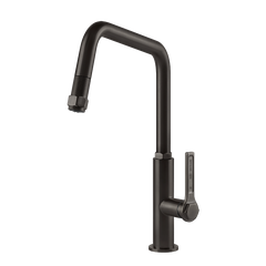 Gessi Officine Gessi keukenmengkraan met U-uitloop en uittrekbare handdouche Zwart Metaal Geborsteld